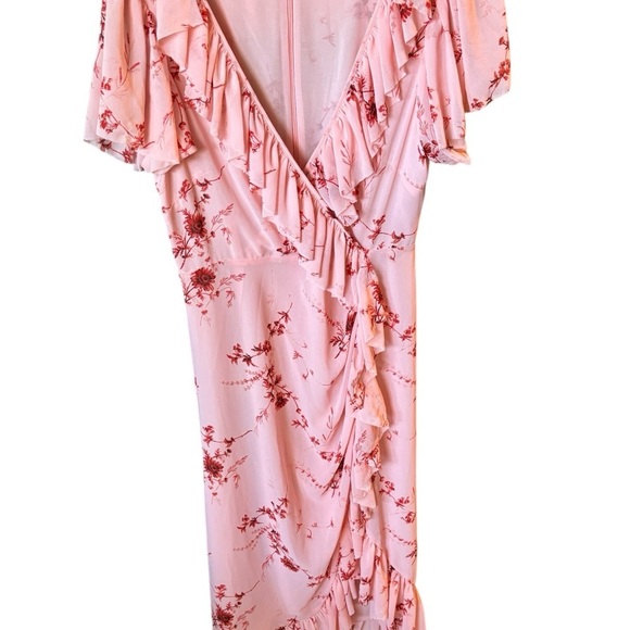 Cinq A Sept Fleur Sheila Ruffle Wrap Midi Dress In Pale Rose Multi Size 6 - Picture 7 of 12